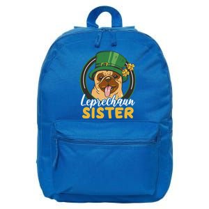 Leprechaun Sister With A Dog For St Patrick's Day Funny Gift 16 in Basic Backpack