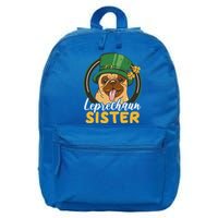 Leprechaun Sister With A Dog For St Patrick's Day Funny Gift 16 in Basic Backpack