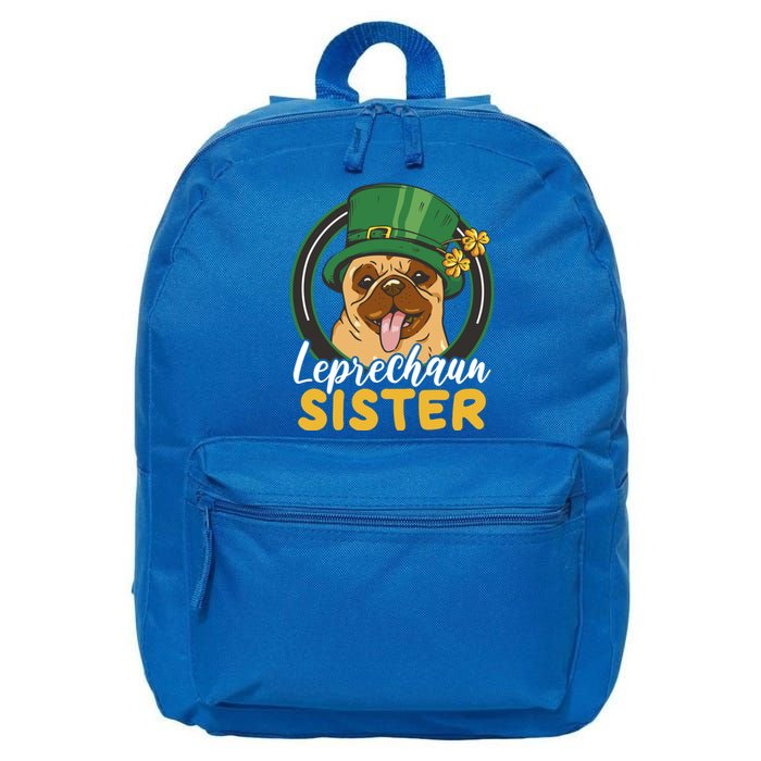 Leprechaun Sister With A Dog For St Patrick's Day Funny Gift 16 in Basic Backpack