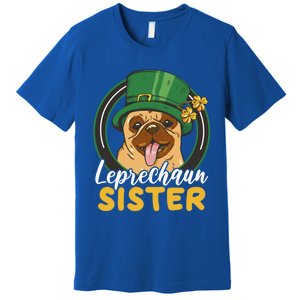 Leprechaun Sister With A Dog For St Patrick's Day Funny Gift Premium T-Shirt