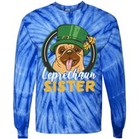 Leprechaun Sister With A Dog For St Patrick's Day Funny Gift Tie-Dye Long Sleeve Shirt