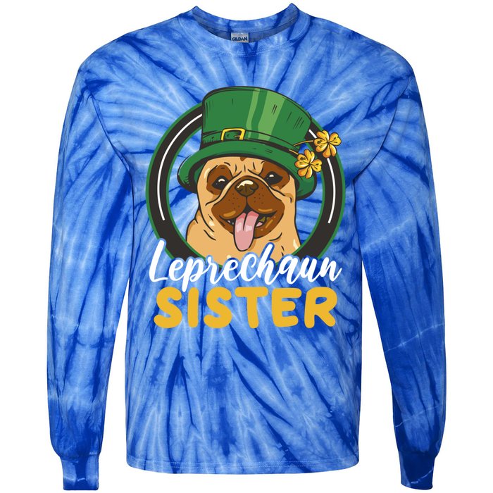 Leprechaun Sister With A Dog For St Patrick's Day Funny Gift Tie-Dye Long Sleeve Shirt