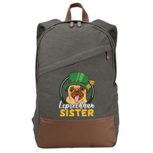 Leprechaun Sister With A Dog For St Patrick's Day Funny Gift Cotton Canvas Backpack