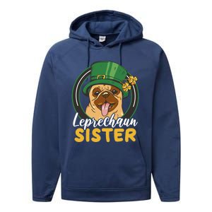 Leprechaun Sister With A Dog For St Patrick's Day Funny Gift Performance Fleece Hoodie