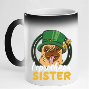 Leprechaun Sister With A Dog For St Patrick's Day Great Gift 11oz Black Color Changing Mug