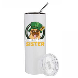 Leprechaun Sister With A Dog For St Patrick's Day Great Gift Stainless Steel Tumbler