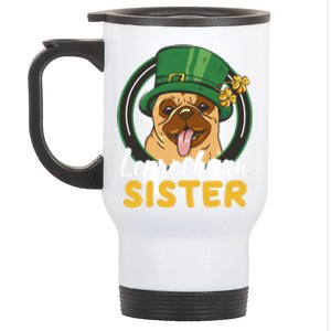 Leprechaun Sister With A Dog For St Patrick's Day Great Gift Stainless Steel Travel Mug