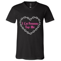 Lesbian Subtle Wlw Queer Lgbt Pride I Let Femmes V-Neck T-Shirt