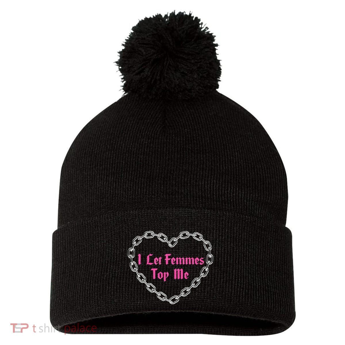 Lesbian Subtle Wlw Queer Lgbt Pride I Let Femmes Pom Pom 12in Knit Beanie