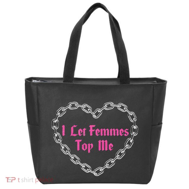 Lesbian Subtle Wlw Queer Lgbt Pride I Let Femmes Zip Tote Bag
