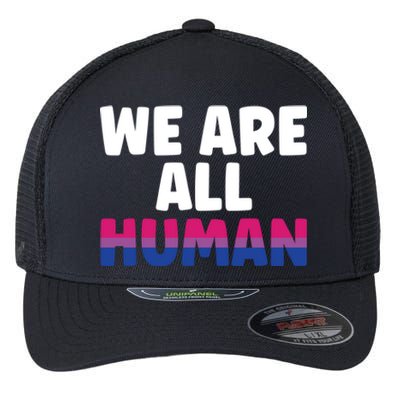 Lgbtq Support We Are All Hu Gift Flexfit Unipanel Trucker Cap