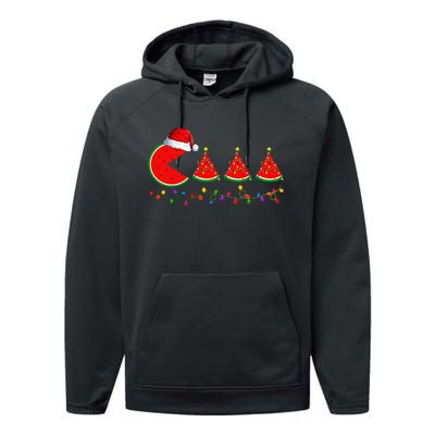 Lighting Santa Watermelon Xmas Tree Christmas In July Performance Fleece Hoodie