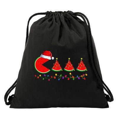 Lighting Santa Watermelon Xmas Tree Christmas In July Drawstring Bag