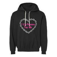 Lesbian Subtle Wlw Queer Lgbt Pride I Let Femmes Top Me Garment-Dyed Fleece Hoodie
