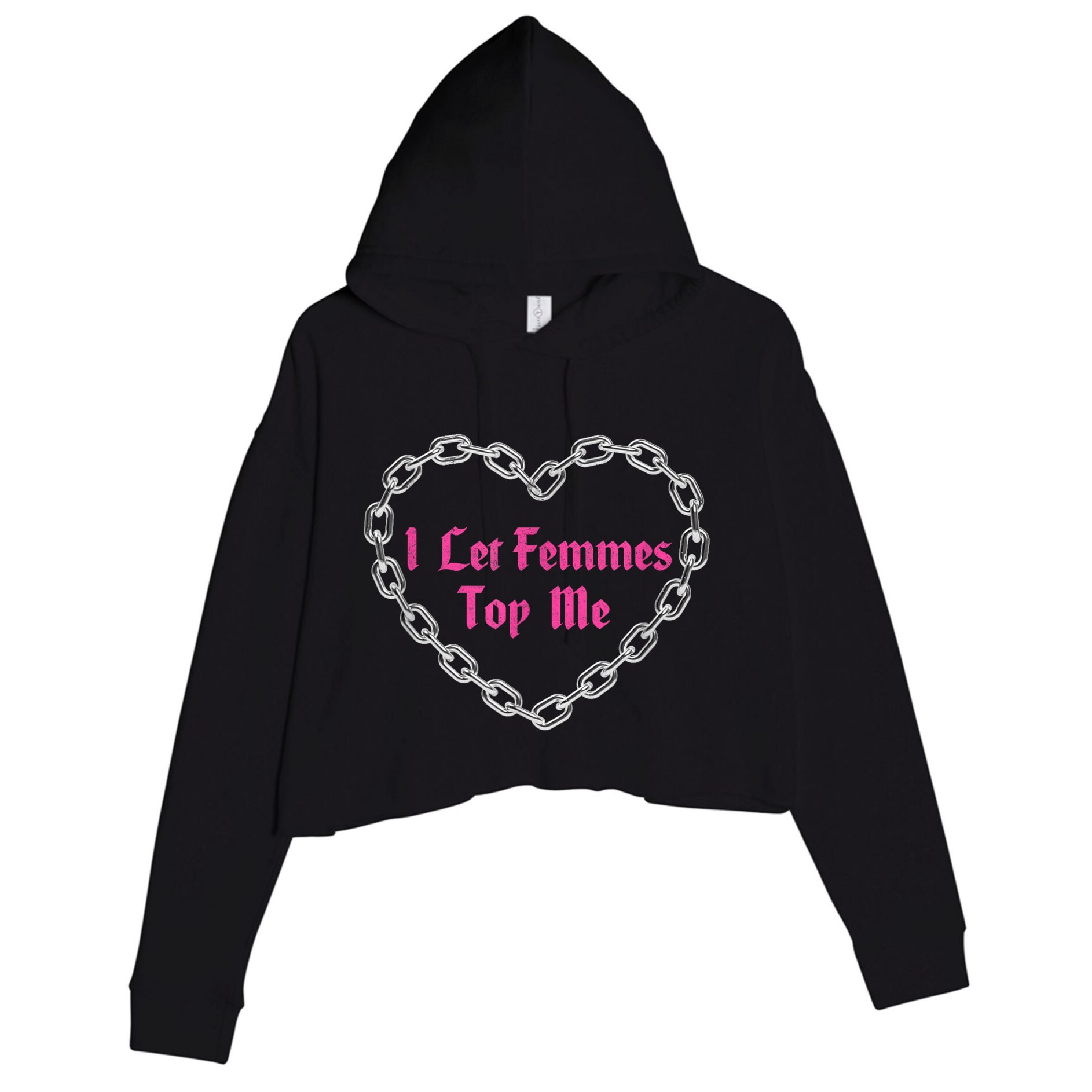 Lesbian Subtle Wlw Queer Lgbt Pride I Let Femmes Top Me Crop Fleece Hoodie