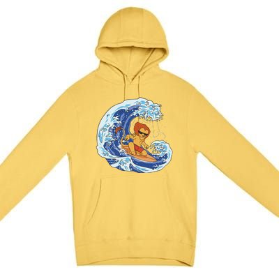 Lion Surfing Wave Premium Pullover Hoodie