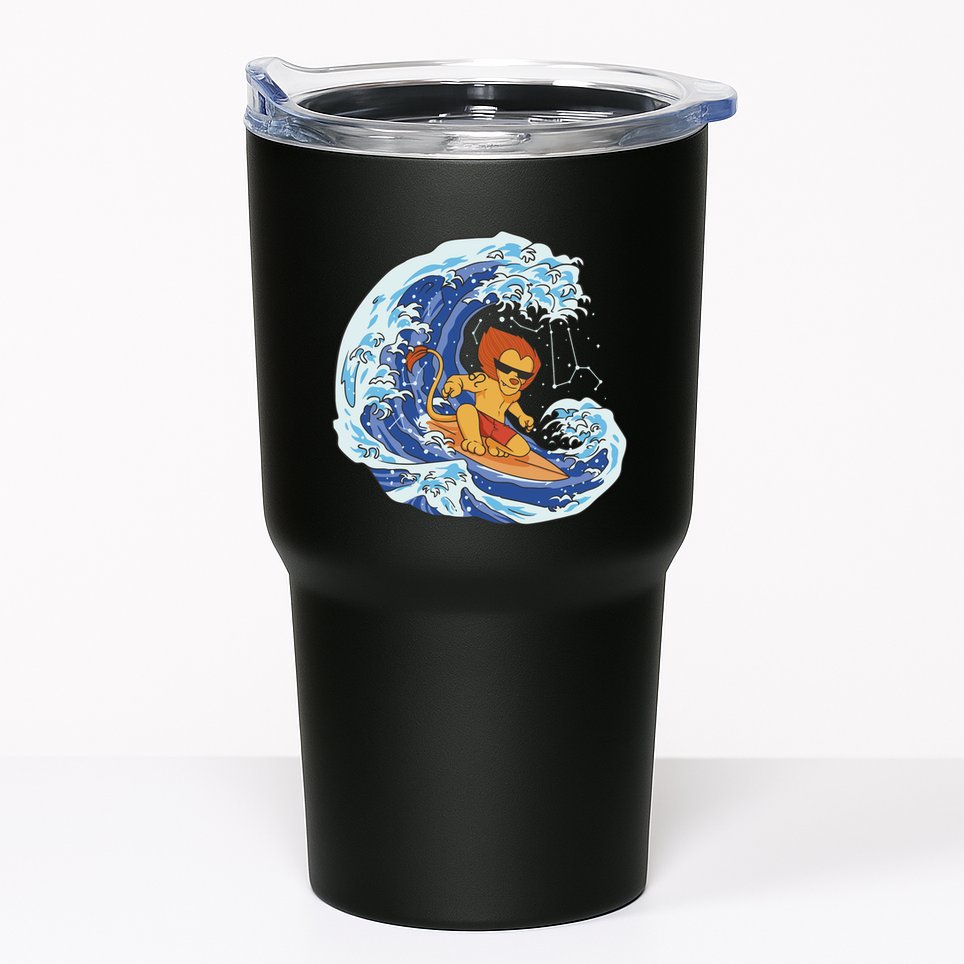 Lion Surfing Wave Tumbler