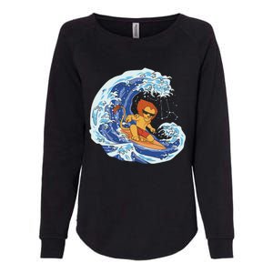 Lion Surfing Wave Womens California Wash Sweatshirt