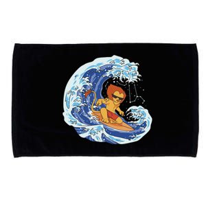 Lion Surfing Wave Microfiber Hand Towel