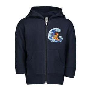 Lion Surfing Wave Toddler Zip Fleece Hoodie