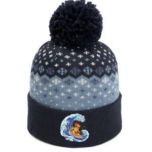 Lion Surfing Wave The Baniff Cuffed Pom Beanie