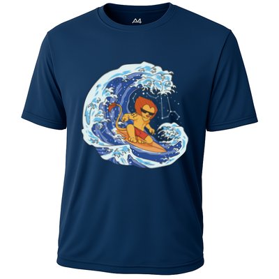 Lion Surfing Wave Performance Shirt
