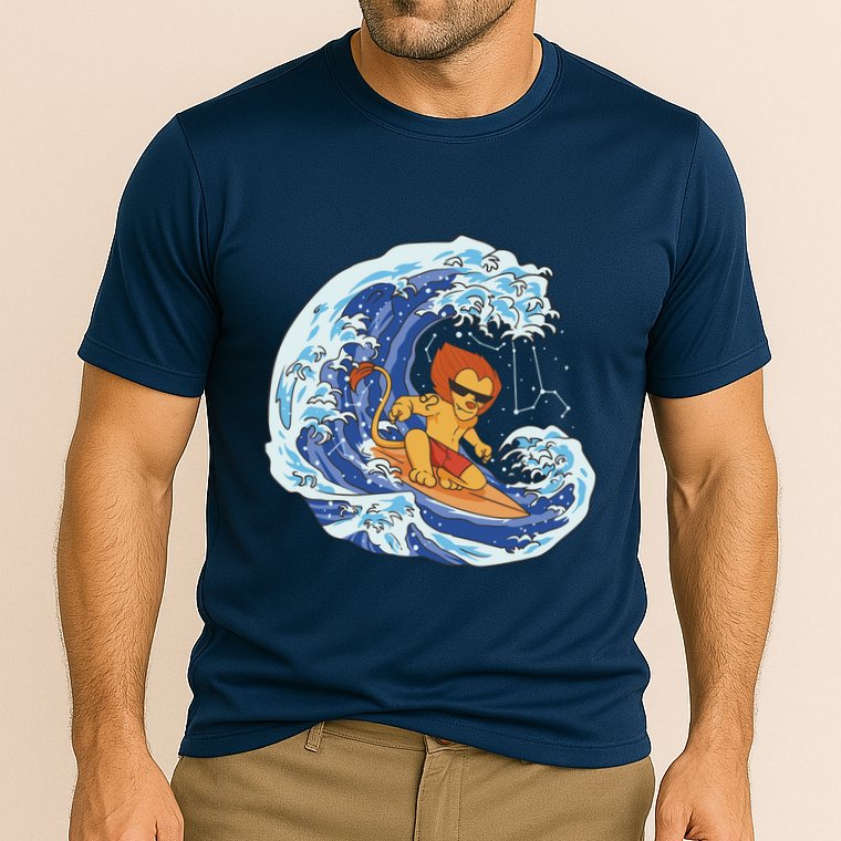 Lion Surfing Wave Cooling Performance Crew T-Shirt
