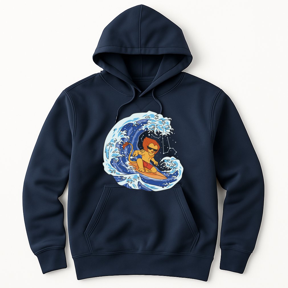 Lion Surfing Wave Hoodie