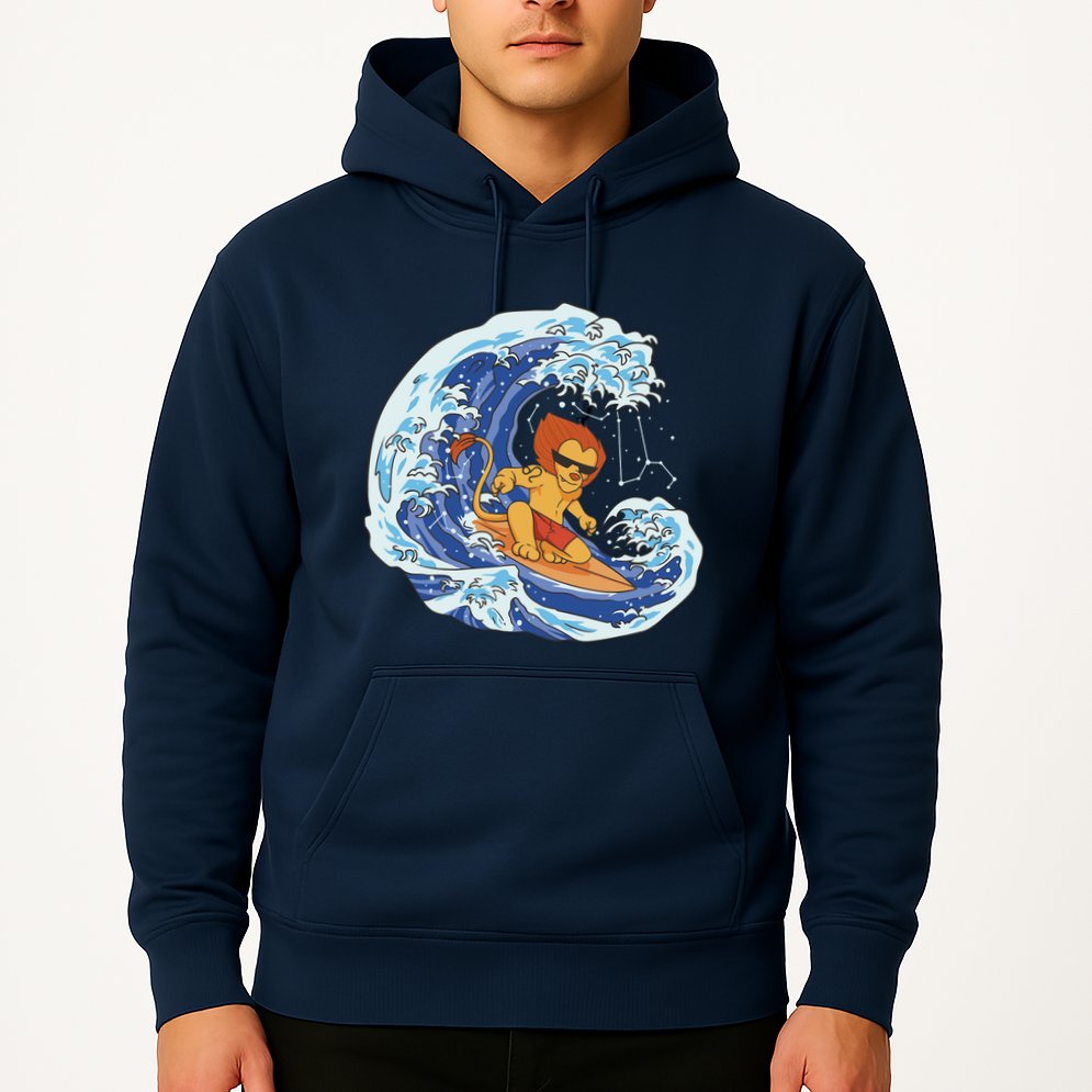Lion Surfing Wave Hoodie