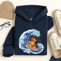 Lion Surfing Wave Hoodie