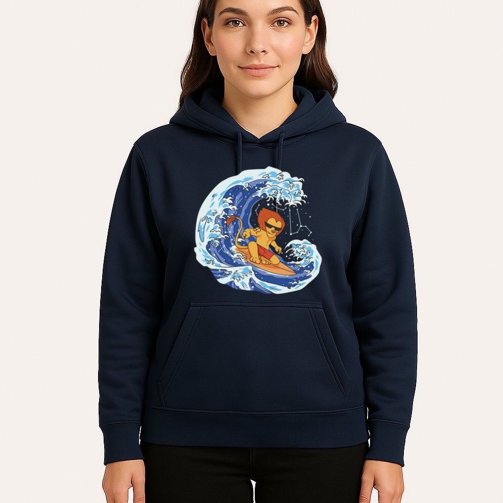 Lion Surfing Wave Hoodie