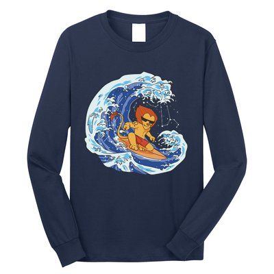 Lion Surfing Wave Long Sleeve Shirt