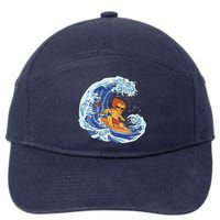 Lion Surfing Wave 7-Panel Snapback Hat