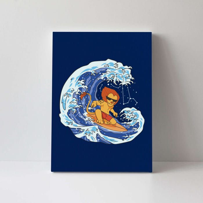 Lion Surfing Wave Canvas