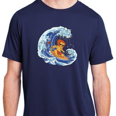 Lion Surfing Wave Adult ChromaSoft Performance T-Shirt