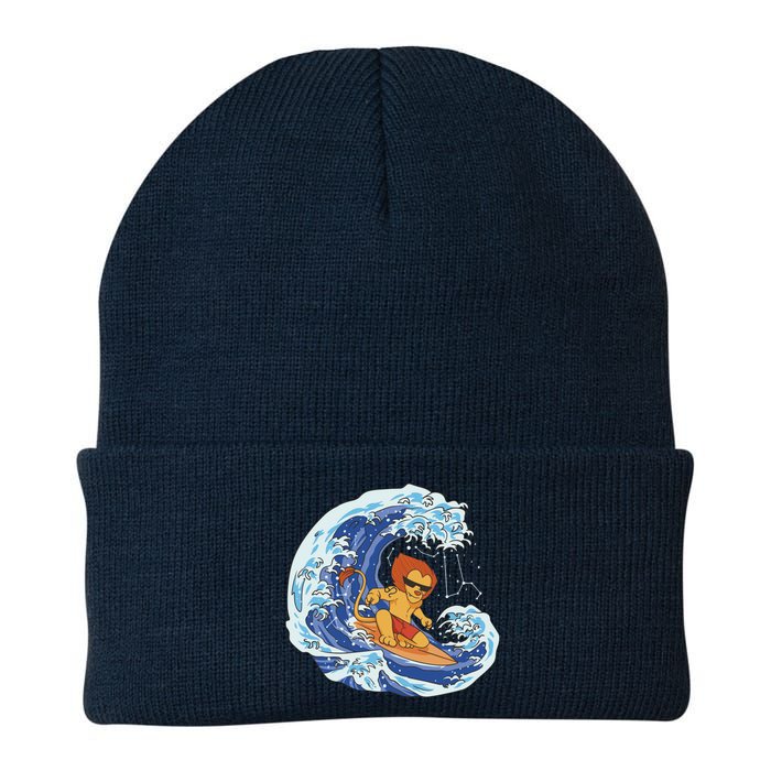 Lion Surfing Wave Knit Cap Winter Beanie