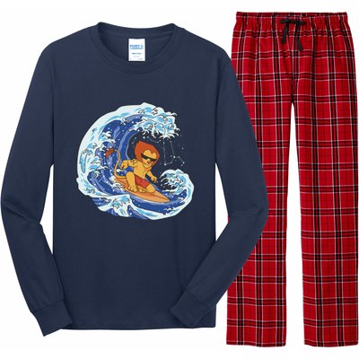 Lion Surfing Wave Long Sleeve Pajama Set