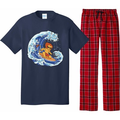 Lion Surfing Wave Pajama Set