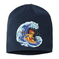 Lion Surfing Wave Sustainable Beanie