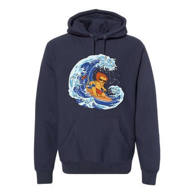 Lion Surfing Wave Premium Hoodie