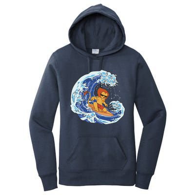 Lion Surfing Wave Women's Pullover Hoodie