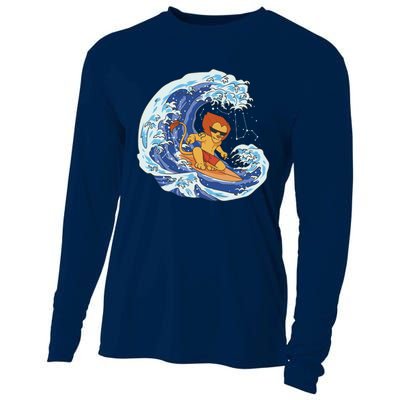 Lion Surfing Wave Cooling Performance Long Sleeve Crew