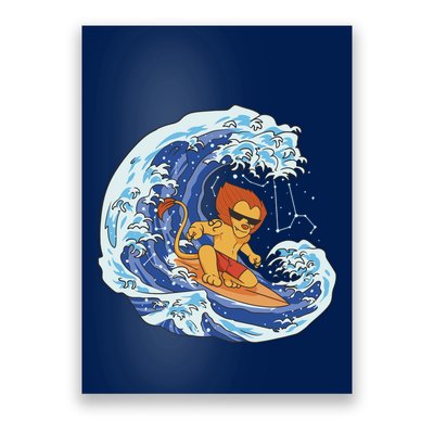 Lion Surfing Wave Poster