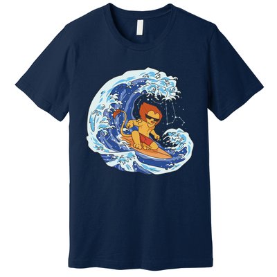 Lion Surfing Wave Premium T-Shirt