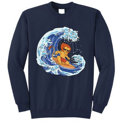 Lion Surfing Wave Tall Sweatshirt