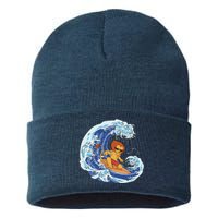 Lion Surfing Wave Sustainable Knit Beanie