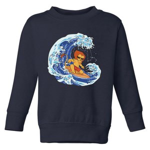 Lion Surfing Wave Toddler Sweatshirt