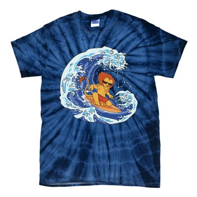 Lion Surfing Wave Tie-Dye T-Shirt