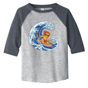 Lion Surfing Wave Toddler Fine Jersey T-Shirt