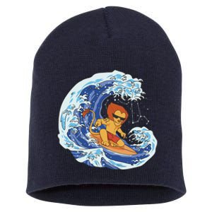 Lion Surfing Wave Short Acrylic Beanie